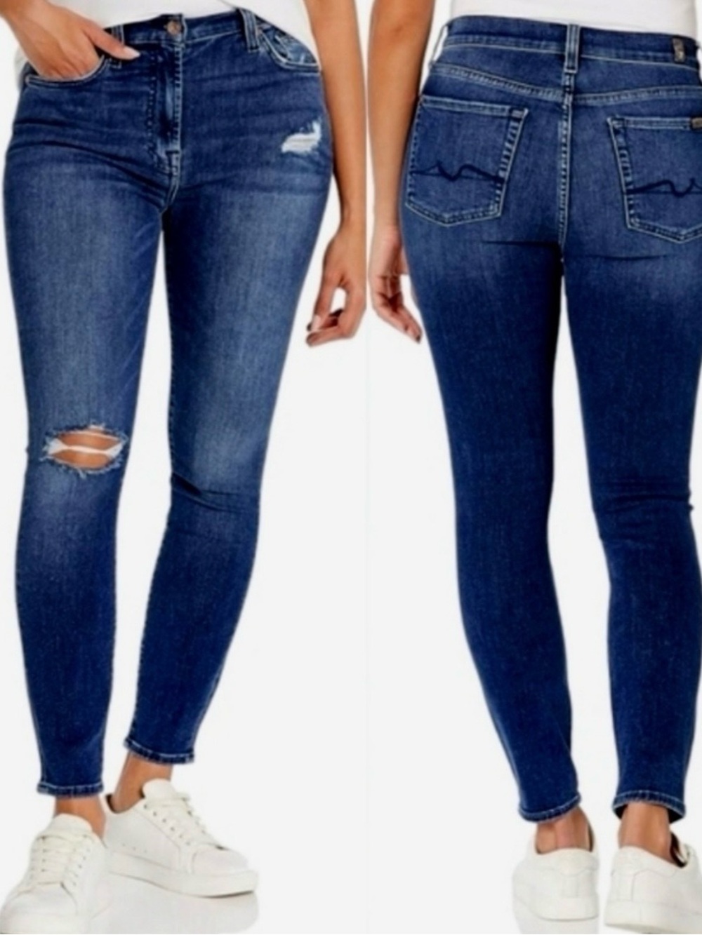 NWT New 7 seven For All Mankind Dark Blue Skinny Gwenevere Jeans high waist 24